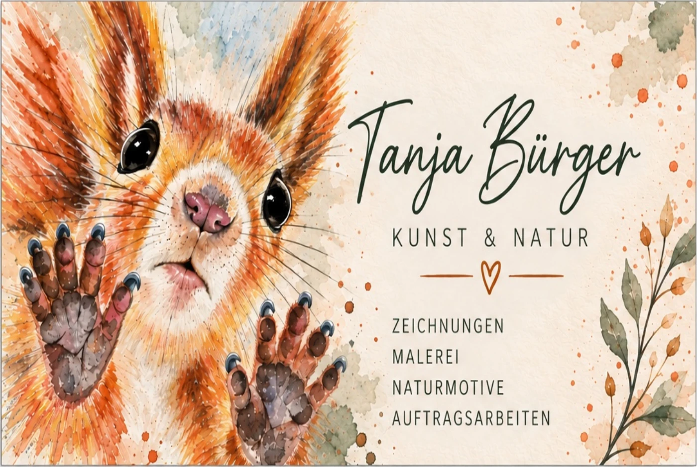 Vorderseite: Tanja Bürger, Kunst und Natur mit Eichhörnchen-Motiv